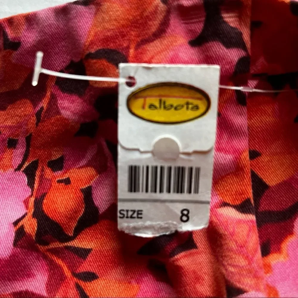 Talbots NWT skirt Maxi Size 8 Beautiful pink orange and brown floral side zip